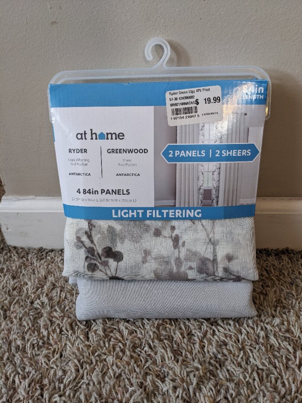 at home NWT Ryder Greenwood Light Filtering Curtains (4 pack)